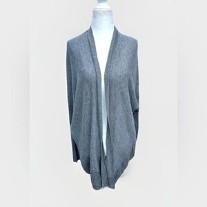Eileen Fisher Cardigan Sweater Women L Wool Silk Blend Gray Open Minimalist Knit
